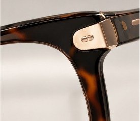 Close-up of dark acetate eyewear
