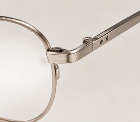 Close-up of titanium eyewear hinge
